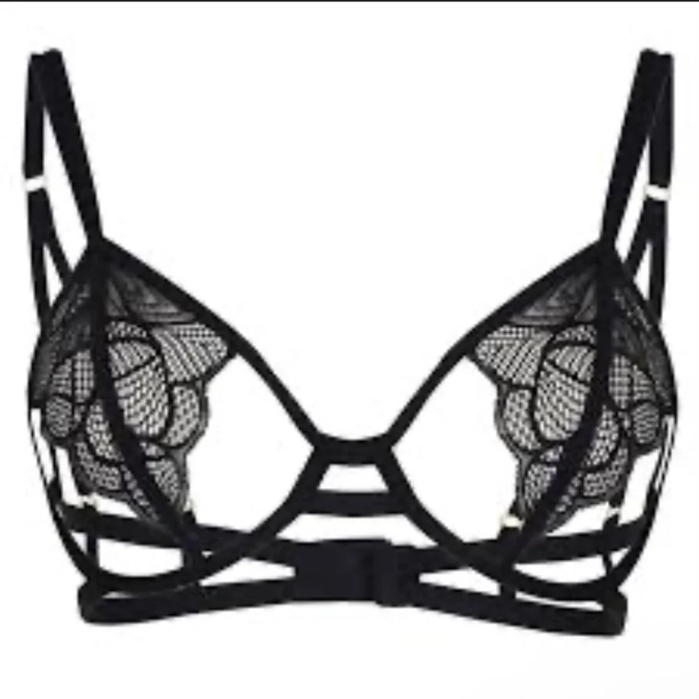 New! Bluebella Emerson open cup Black Lace unlined Strappy Bra 1804